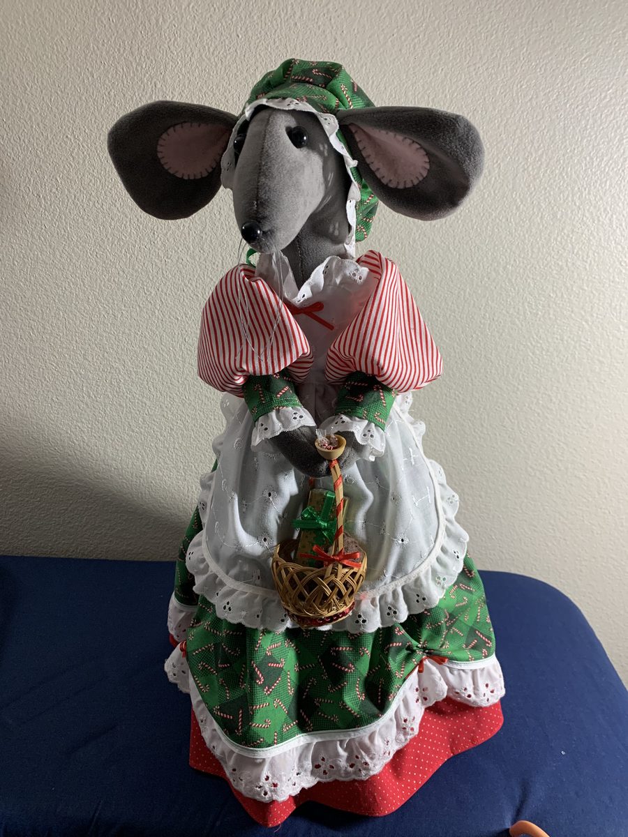 A larger handmade holiday mouse with big personality and seasonal detail.