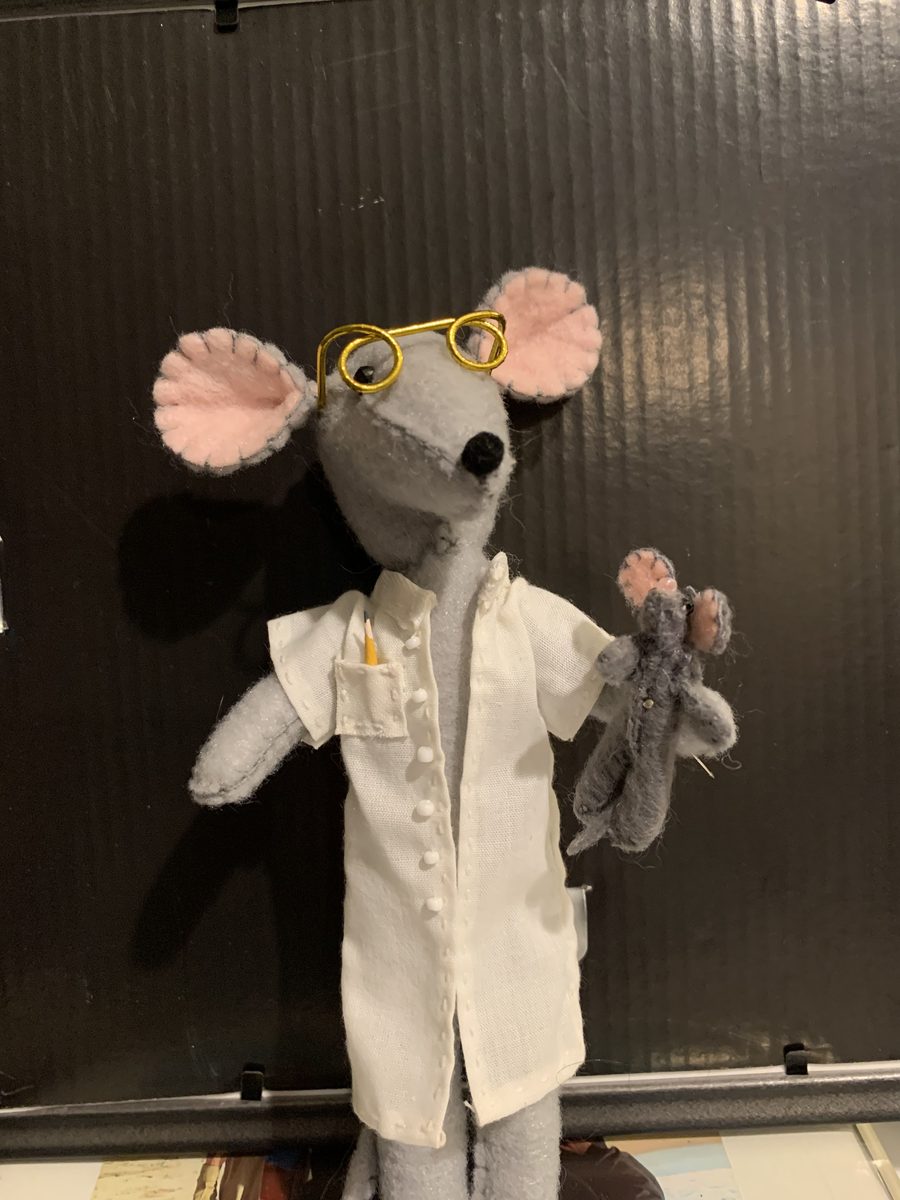 A doctor mouse with a newborn — handmade, funny, and built for a very specific kind of smile.
